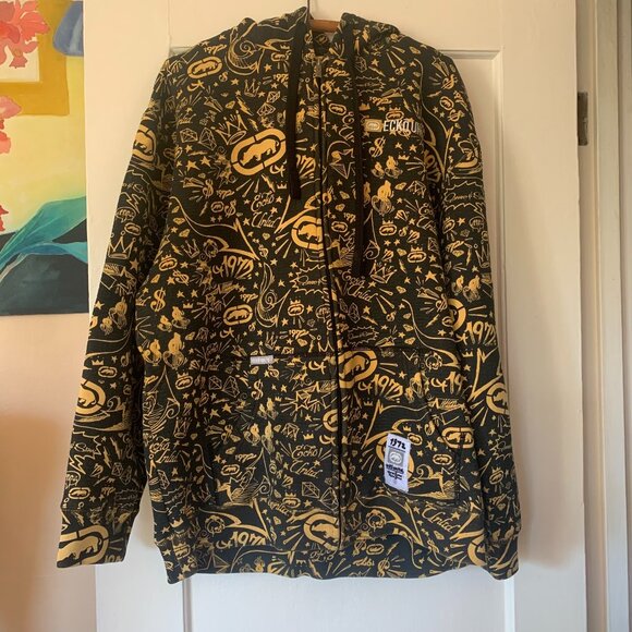 Ecko Unltd. Full Zip  XL Hoodie VTG Y2K All-Over Print Graffiti Rhino Logo Urban - Picture 1 of 7